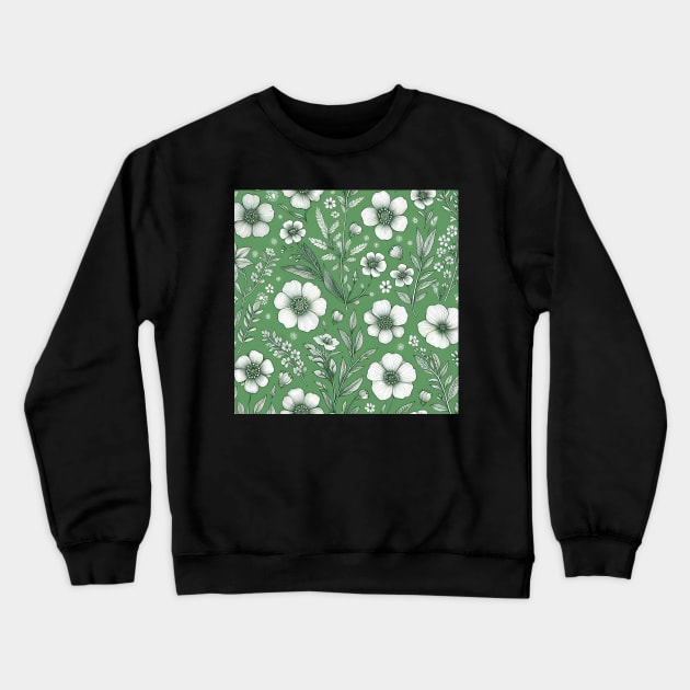 White Flowers Crewneck Sweatshirt by Jenni Arts